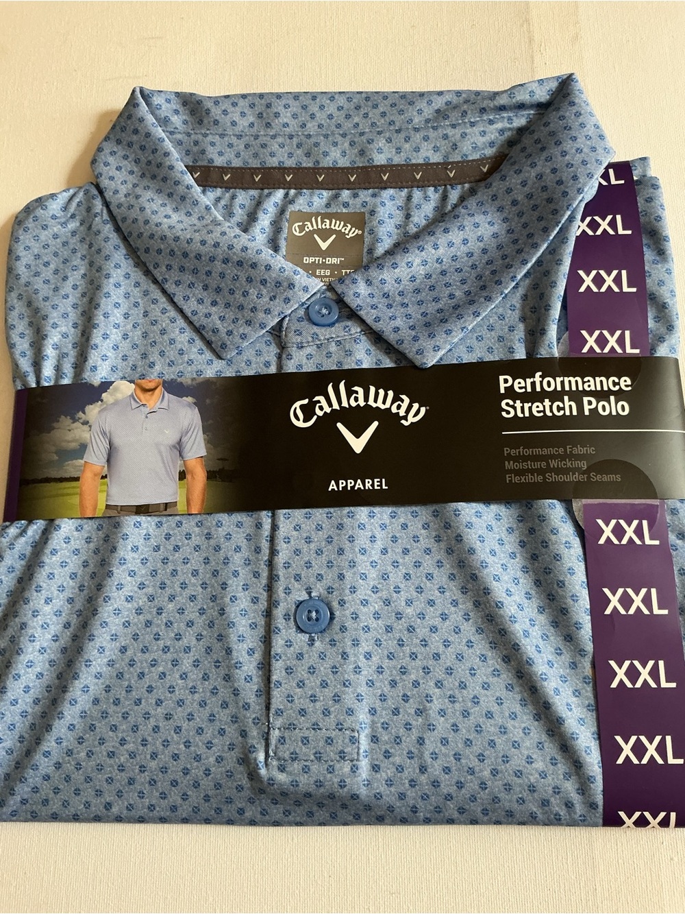 Callaway Light Blue Micro-Pattern Performance Polo - Picture 5 of 16